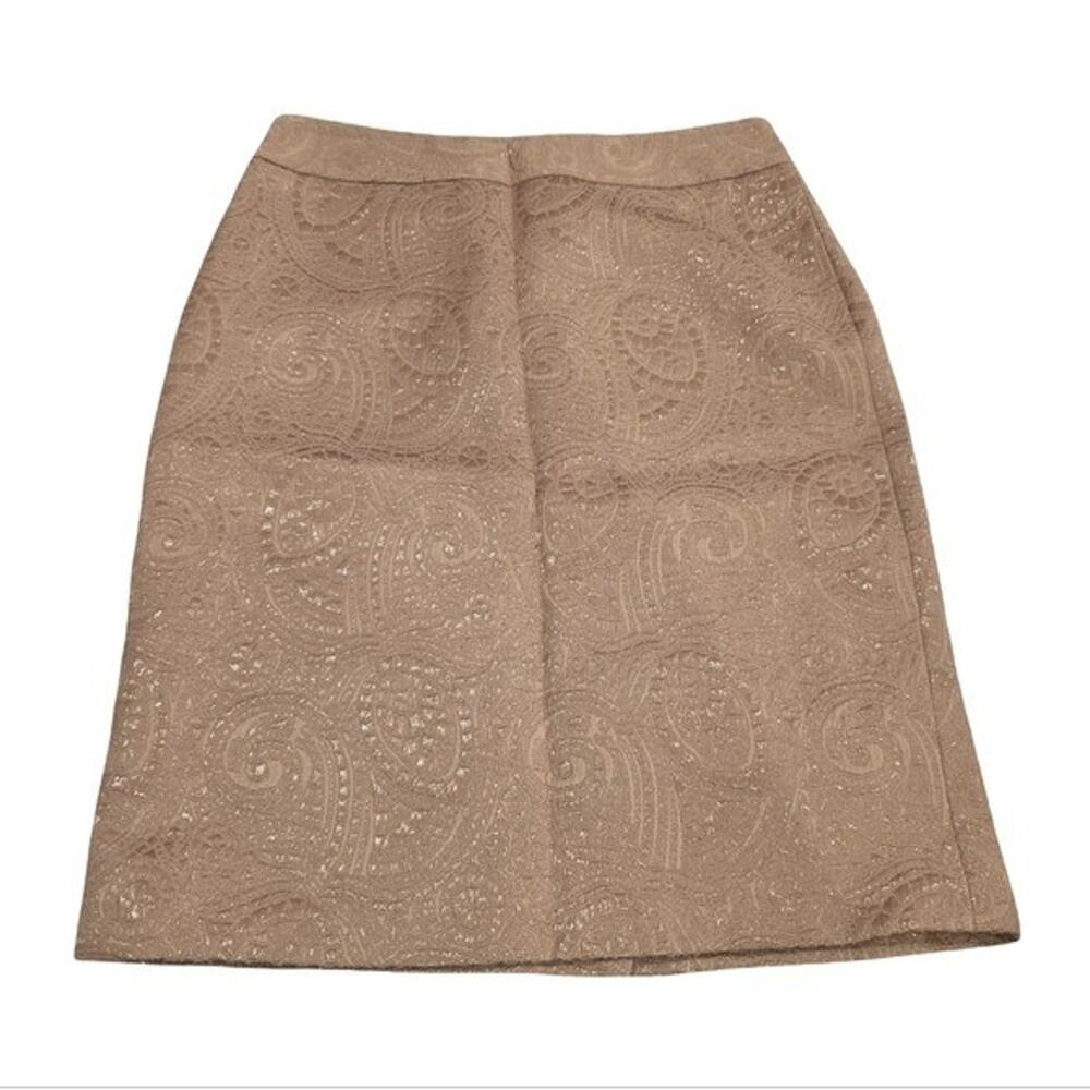 Banana Republic Metallic Paisley Jacquard Pencil Skirt Champagne Gold 14 NWT